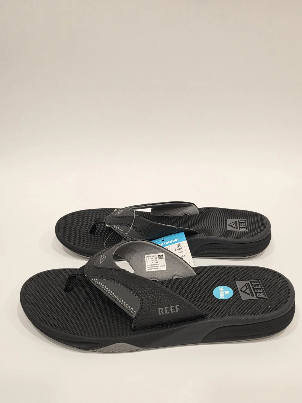 Reef Cushion Fanning Men's Black Gray Flip-Flop Sandals